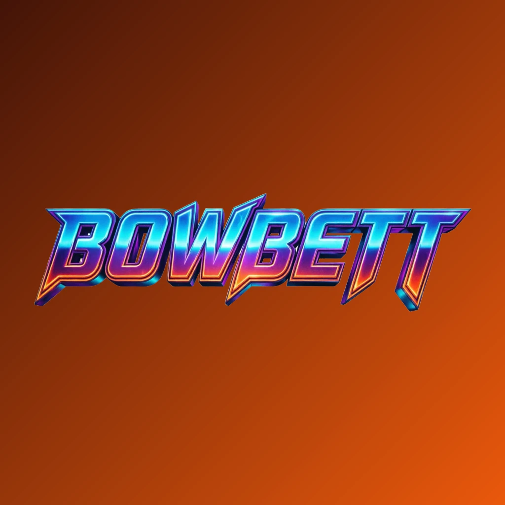 Bold 3D gaming logo with the text BOWBETT in strong, energetic colors featuring a modern esports-inspired horizontal wordmark design on a transparent background